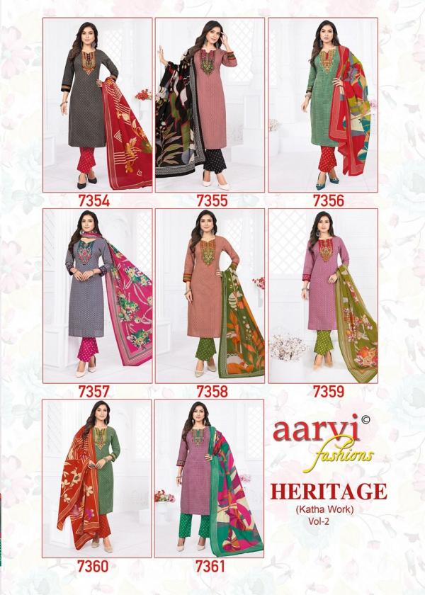 Aarvi Heritage Vol-2 – Katha Work Kurti Pant With Dupatta